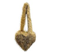Sac En Peluche Sacs à main d'hiver en peluche for femmes, sacs bandoulière forme de cœur for dames, pochette mignonne for, sac d'amour(Raccoon)