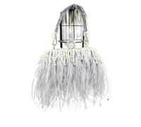 Sac en Plumes Sacs à main en fourrure for femmes, pochettes, sacs de soirée, sacs à main, plumes d'autruche, perles et diamants(Color 3)