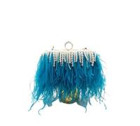Sac en Plumes Sacs à main en fourrure for femmes, pochettes, sacs de soirée, sacs à main, plumes d'autruche, perles et diamants(Color 2)