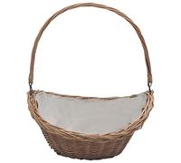 Sac en Saule pour Bois de Cheminée, Panier à Bûches, Panier à Bois de Cheminée, Sac à Bûche Cheminée, Sac de Transport pour Bois de Chauffage, 57x46,5x52 cm Marron
