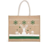 Sac en toile cabas - KIMOOD - KI0736 - Beige et blanc - 100% toile de jute - 22 litres