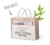 Sac en toile de jute 100% personnalisé - Sac toile de jute 44.5x34x15cm avec poche en coton pour Textes & Logo [Sac cabas en toile]