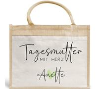 Sac en toile de jute avec nom pour maman du jour avec nom - Petit cadeau - Sac de remerciement - Cadeau d'adieu - Meilleure mère avec texte au choix