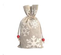 Sac en toile de jute en coton 13x23cm, sac de noël for bonbons, sac à bijoux, sac à cordon de noël(Snowflake bag,1 PC)