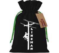 Sac en toile de jute réutilisable « J'adore mon électricien » avec cordon de serrage, idéal pour Noël et les cadeaux d'invités.