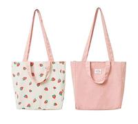 Sac en toile double face en coton et lin,Sac en tissu, sac à provisions, coton épaule Double poignée toile Messenger Bag pour femmes, enfants
