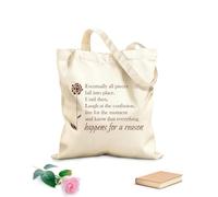 Sac en toile Finalement, tout s'éclaircit. En attendant, riez de la confusion, vivez l'instant présent et sachez que tout arrive pour une raison. tissu épais de 340g/m² Utilise comme sac à outils