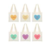 Sac en Toile Lot de 6 Sacs Cœur Conversation Saint-Valentin