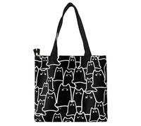 Sac en Toile Motif Chat 1 Pièce, Sac en Toile De Grande Capacité, Sac À Bandoulière pour Femme, Sac À Bandoulière De Mode, Sac en Toile Mignon