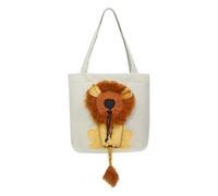 Sac en toile pour animaux de compagnie - Sac à bandoulière pour chien en forme de lion - Joli sac à bandoulière respirant en forme de lion avec cordon élastique