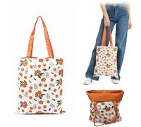Sac en toile réversible en coton et lin, design bicolore, 40x36cm, sac à bandoulière léger et durable pour femmes et enfants, sac à provisions, sac à main multi-usages, écologique et facile à net