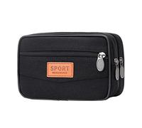 Sac en toile tendance couleur aquarelle sac neutre portefeuille preuve taille solide sac à main fermeture éclair téléphone sacs de taille packs femmes pack ceinture pack, Noir , 18X5X11CM