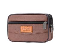 Sac en toile tendance couleur aquarelle sac neutre portefeuille preuve taille solide sac à main fermeture éclair téléphone sacs de taille packs femmes pack ceinture pack, café, 18X5X11CM