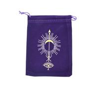 Sac en velours pour cartes de tarot - Pochette à cordon pour rangement de tarot - Sac en forme de cœur noir - Rangement de bijoux et sac avec cordons de serrage dorés - 16,8 x 22,9 cm - BAr420 (C