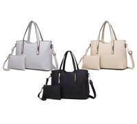 Sac épaule cabas femme en similicuir avec pochette et bandoulière : Blanc