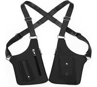 Sac Épaule Cuir Anti-Vol Homme, Sac sous-Bras Double Bretelle Ajustable, 2 Compartiments, Accessoire Décontracté pour Voyages & Plein Air(Black)