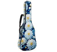 Sac esthétique pour guitare acoustique avec 2 poches, bandoulière réglable et crochet arrière, convient pour guitares électriques, basses et guitares classiques, Marguerites blanches esthétiques,