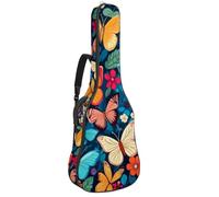 Sac esthétique pour guitare acoustique avec 2 poches, bandoulière réglable et crochet arrière, convient pour guitares électriques, basses et guitares classiques, Papillons colorés esthétiques,