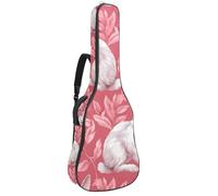 Sac esthétique pour guitare acoustique avec 2 poches, bandoulière réglable et crochet arrière, convient pour guitares électriques, basses et guitares classiques Rose, Lapin rose esthétique,