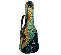Sac esthétique pour guitare acoustique avec bandoulière réglable et crochet arrière, convient pour guitares électriques, basses, guitares classiques, ukulélé, 106,7 cm, Hippocampe esthétique bleu