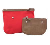 Sac et Pochette - Fred Perry - Toile Rouge et Crème - 100% Coton - Garniture Simili-Cuir - 22x17cm