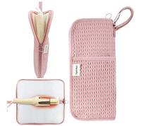 Sac et tapis de voyage 2 en 1 résistant à la chaleur pour fer à friser, fer plat, fer à lisser, support d'outils de coiffure pour voyage et maison (rose)