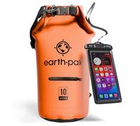 Sac étanche 10L avec poche zippée - Sac imperméable pour kayak et bateau | Sac étanche Orange 10L : garde votre équipement au sec en kayak, flotte sur l'eau, poche zippée à l'avant