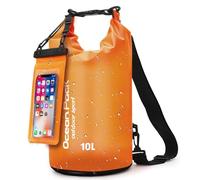 Sac Étanche avec Pochette Étanche & Sangles - Sac à Dos Étanche pour Outdoor, Camping & Sports Nautiques | 5L, 10L, 20L | Léger & Résistant | Pochette Étanche Plage & Sac Étanche Paddle (Orange, 10 L)