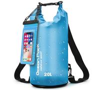 Sac Étanche avec Pochette Étanche & Sangles - Sac à Dos Étanche pour Outdoor, Camping & Sports Nautiques | 5L, 10L, 20L | Léger & Résistant | Pochette Étanche Plage & Sac Étanche Paddle (Bleu, 20 L)