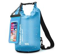 Sac Étanche avec Pochette Étanche & Sangles - Sac à Dos Étanche pour Outdoor, Camping & Sports Nautiques | 5L, 10L, 20L | Léger & Résistant | Pochette Étanche Plage & Sac Étanche Paddle (Bleu, 10 L)