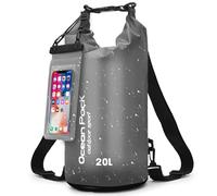 Sac Étanche avec Pochette Étanche & Sangles - Sac à Dos Étanche pour Outdoor, Camping & Sports Nautiques | 5L, 10L, 20L | Léger & Résistant | Pochette Étanche Plage & Sac Étanche Paddle (Noir, 20 L)