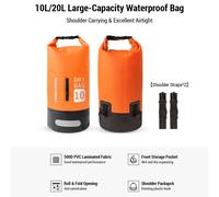 Sac éTanche éTanche 10 L/20 L, Sac Seau De Grande Capacité Avec Bretelles, Sac à Dos LéGer Pour Le Rafting, La Natation, Le Kayak, Le Camping