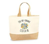 Sac Être aide-soignant c'est la vie | Cabas en Coton avec Fond Jute 18 L 48 × 37 × 13 cm | Marché Shopping Plage Courses | Cadeau Professionnel et Professionnelle de Santé Femme Anniversaire Noël