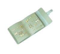 Sac/étui de voyage pour bijoux, Organisateur de rangement rouleaux bijoux multicolore 40,5x16cm en cuir(Green)