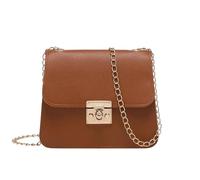 Sac Femme BandoulièRe Femmes sacs chaîne sac à bandoulière couleur unie Mini rabat messager pochette main et(Brown)