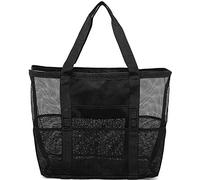Sac Filet Plage, Mah Beach Tote Multi Pocket Sac Toit(Black)