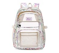 Sac Fille - Sac Transparent De Grande Capacité pour Étudiants sans Apport d'eau pour Une Utilisation À La Plage en Plastique Sac À Dos À Double Bandoulière (White One Size)