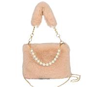 Sac Fluffy Fluffy Crossbody Bag Winter For Women Square Shoulder With Chain Strap Pearl Handle Small Purse(Khaki)