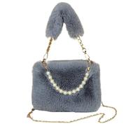 Sac Fluffy Fluffy Crossbody Bag Winter For Women Square Shoulder With Chain Strap Pearl Handle Small Purse(Color 01)
