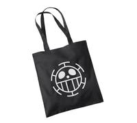 Sac fourre-tout 100 % coton - Motif drapeau manga japonais - Singe Luffy Devil Fruit - Chapeau de paille en caoutchouc - King of the Pirates Grand Line Treasure Trafalgar, Black Prime., Taille unique