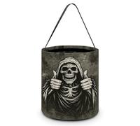 Sac fourre-tout à 3 têtes de mort, motif tête de mort, pliable et réutilisable, avec poignée, idéal pour un anniversaire ou une fête.