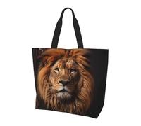 Sac fourre-tout à bandoulière grande capacité pour femme The Lion's Gaze imprimé Sac fourre-tout polyvalent pour les trajets et le shopping