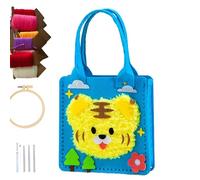 Sac fourre-tout à broder - Projets de peinture à l'aiguille d'animaux amusants, fournitures de planche de fil de dessin animé, sac fourre-tout en feutre pour un usage quotidien