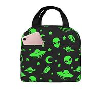 Sac fourre-tout à déjeuner réutilisable Alien drôle de vaisseaux spatiaux planète sac à déjeuner isolé boîte à déjeuner isotherme Durable