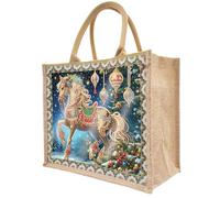 Sac fourre-tout à faire soi-même avec diamants - Sacs en lin - Sac fourre-tout en lin - Peinture diamant - Sacs à provisions - Toile - Peinture diamant - Sacs d'épicerie - #07 - Cheval