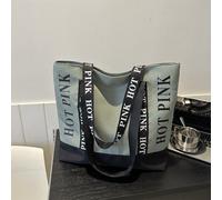 Sac fourre-tout à grand capacité de style décontracté, nouveau sac à épaule pour étudiant, sac à main de mode de style étranger, sac cabas en canevas avec motif de lettres rose vif, sac à épaule léger