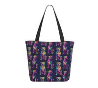 Sac fourre-tout à imprimé graffiti fluo Pitbull pour femme, grand sac fourre-tout à bandoulière avec fermeture éclair, sacs à main pour le travail et les voyages