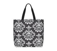 Sac fourre-tout à motif damassé pour femme, sac à bandoulière décontracté imperméable avec fermeture éclair, sacs à main pour le bureau, le shopping, les voyages, Noir , Taille unique