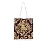 Sac fourre-tout à motif damassé pour femme, sacs à bandoulière en toile avec poches, sac de courses mignon réutilisable