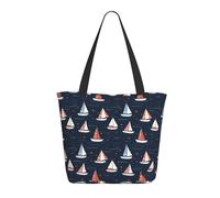 Sac fourre-tout à motif voilier rouge et bleu pour femme, grand sac fourre-tout à bandoulière avec fermeture éclair, sacs à main pour le travail et les voyages
